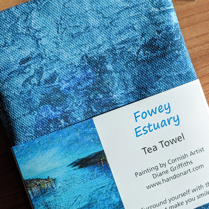 Fowey Evening Estuary Tea Towel