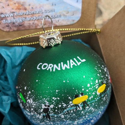 Hand Painted Bauble - Green - Cornwall