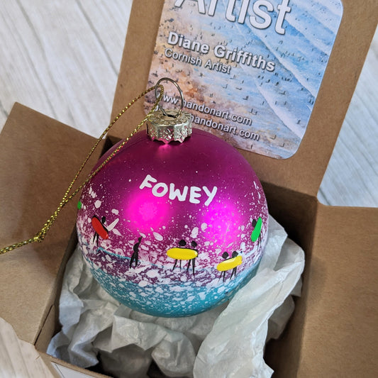 Hand Painted Bauble - Fowey - Choose Colour