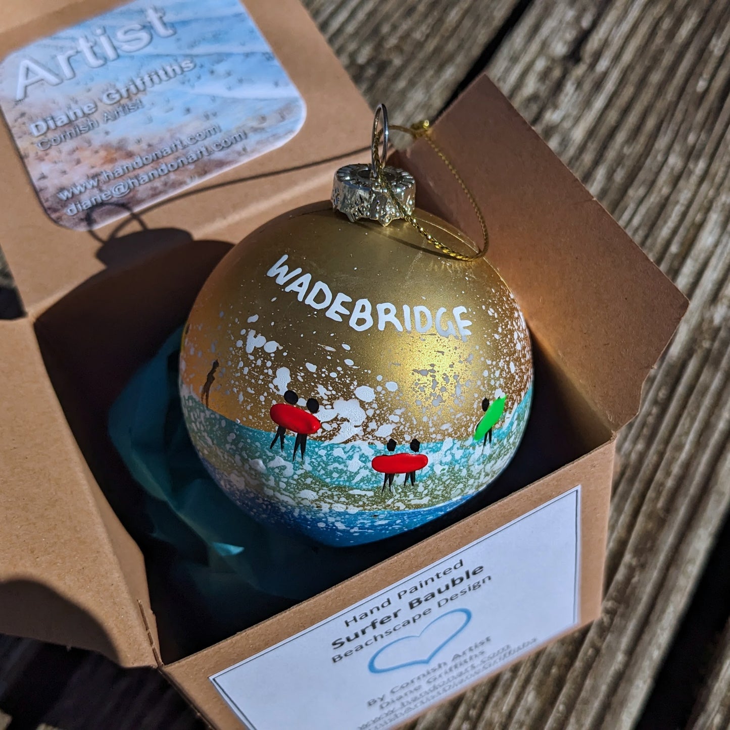 Hand Painted Bauble - Wadebridge - Choose Colour