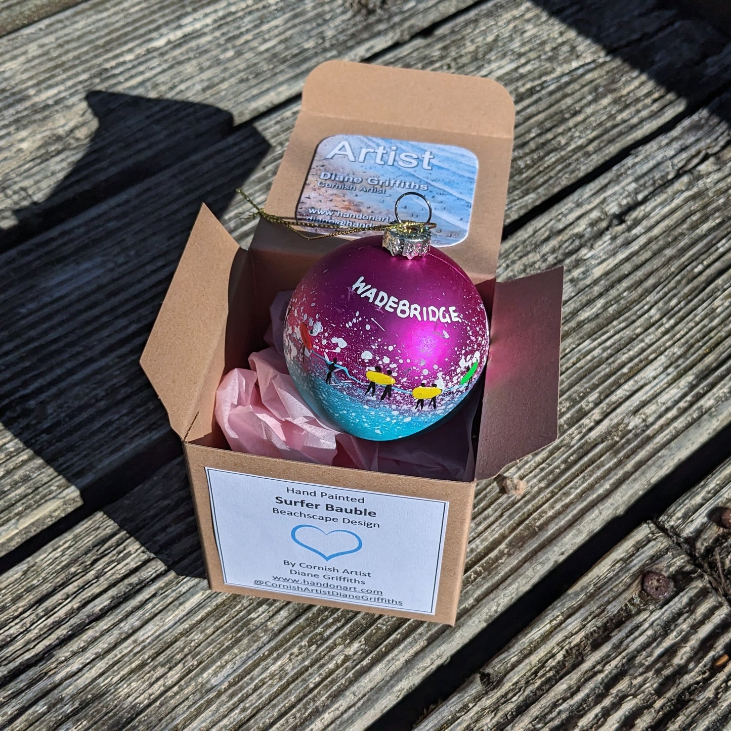 Hand Painted Bauble - Wadebridge - Choose Colour