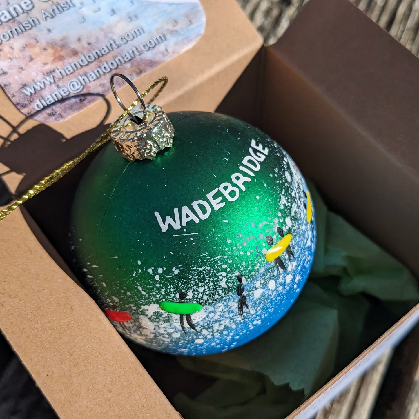 Hand Painted Bauble - Wadebridge - Choose Colour