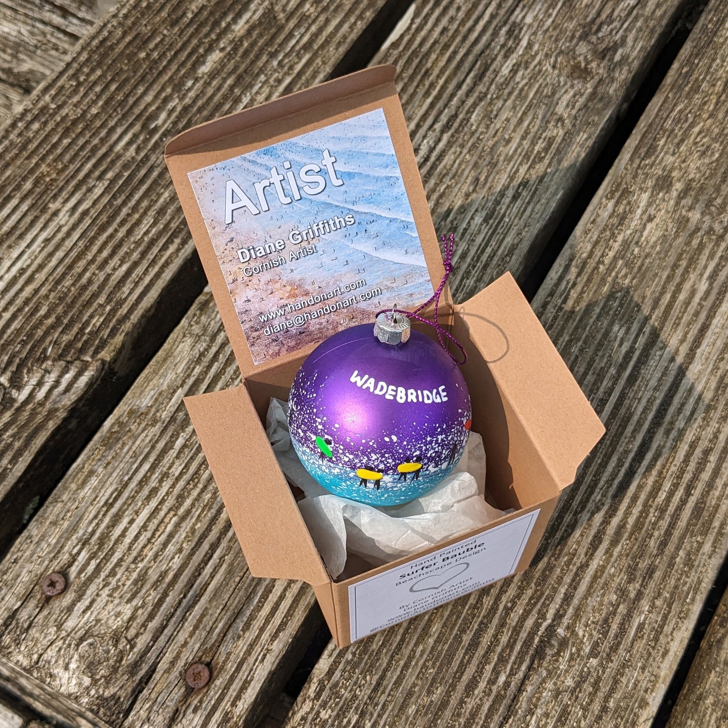 Hand Painted Bauble - Wadebridge - Choose Colour