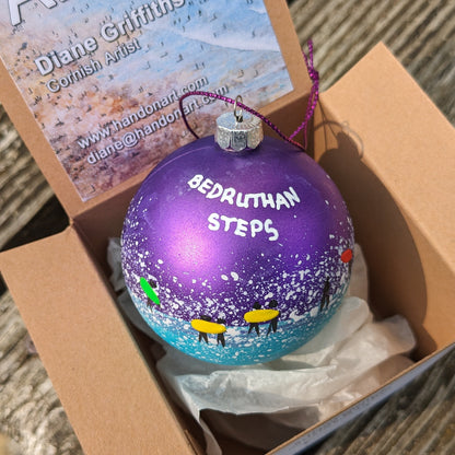 Hand Painted Bauble - Bedruthan Steps - Choose Colour