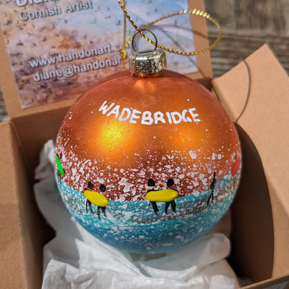 Hand Painted Bauble - Wadebridge - Choose Colour