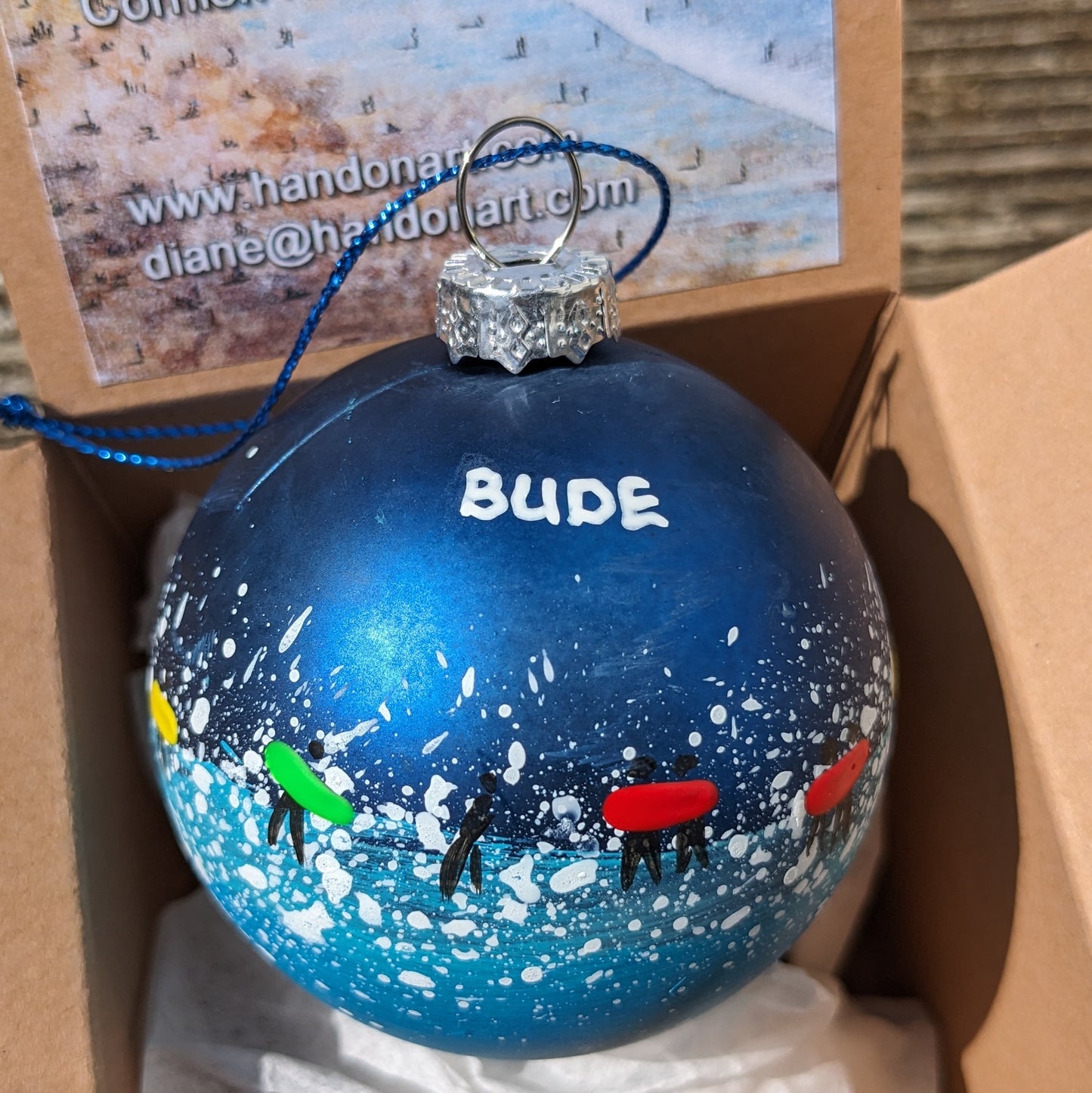 Hand Painted Bauble - Bude - Choose Colour