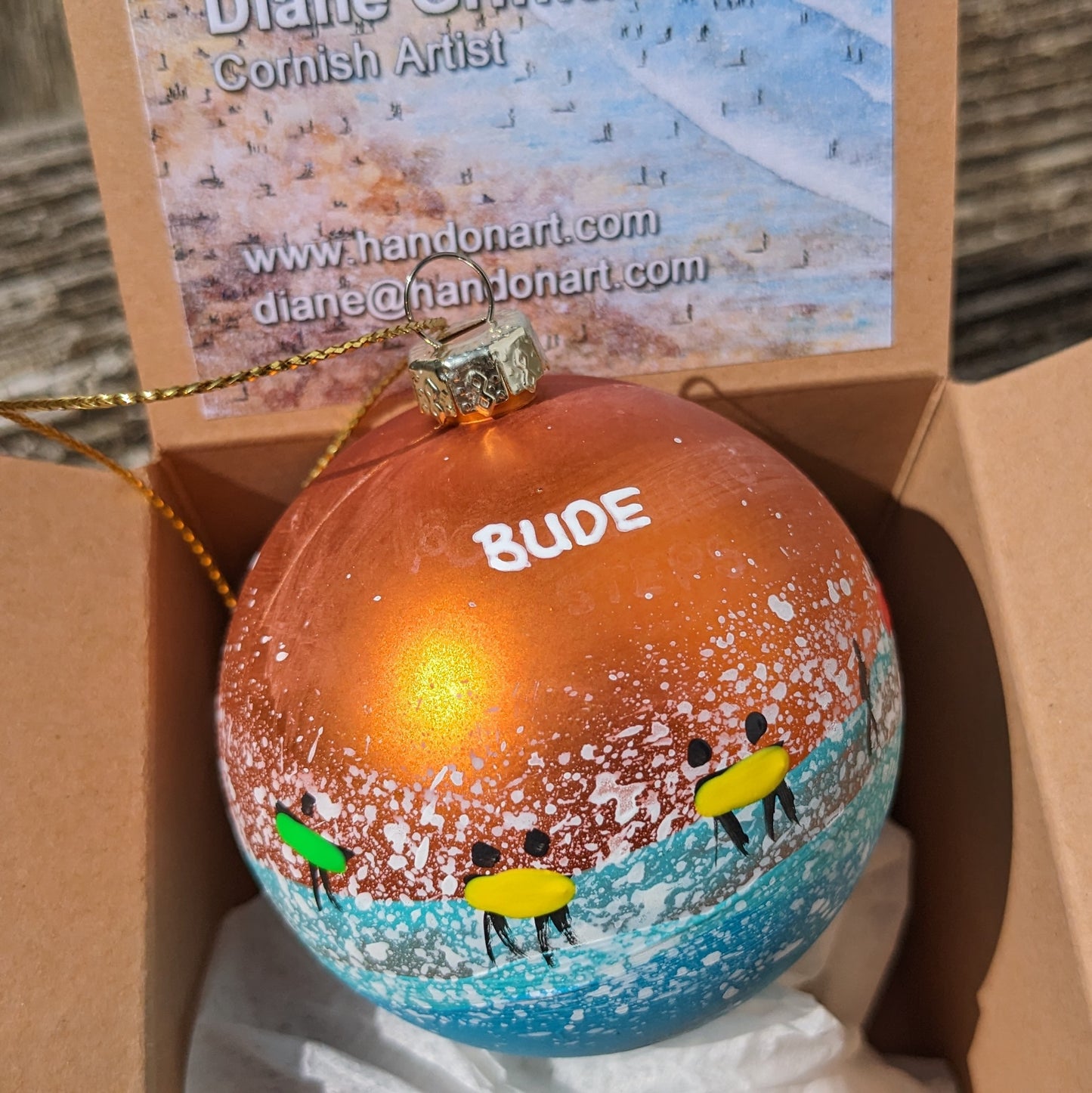 Hand Painted Bauble - Bude - Choose Colour