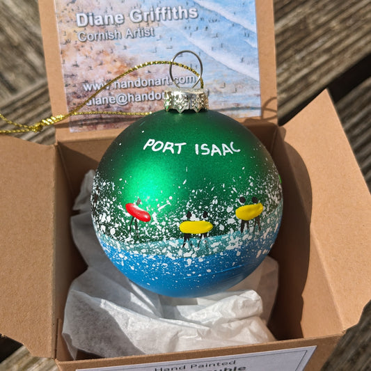 Hand Painted Bauble - Port Isaac - Choose Colour