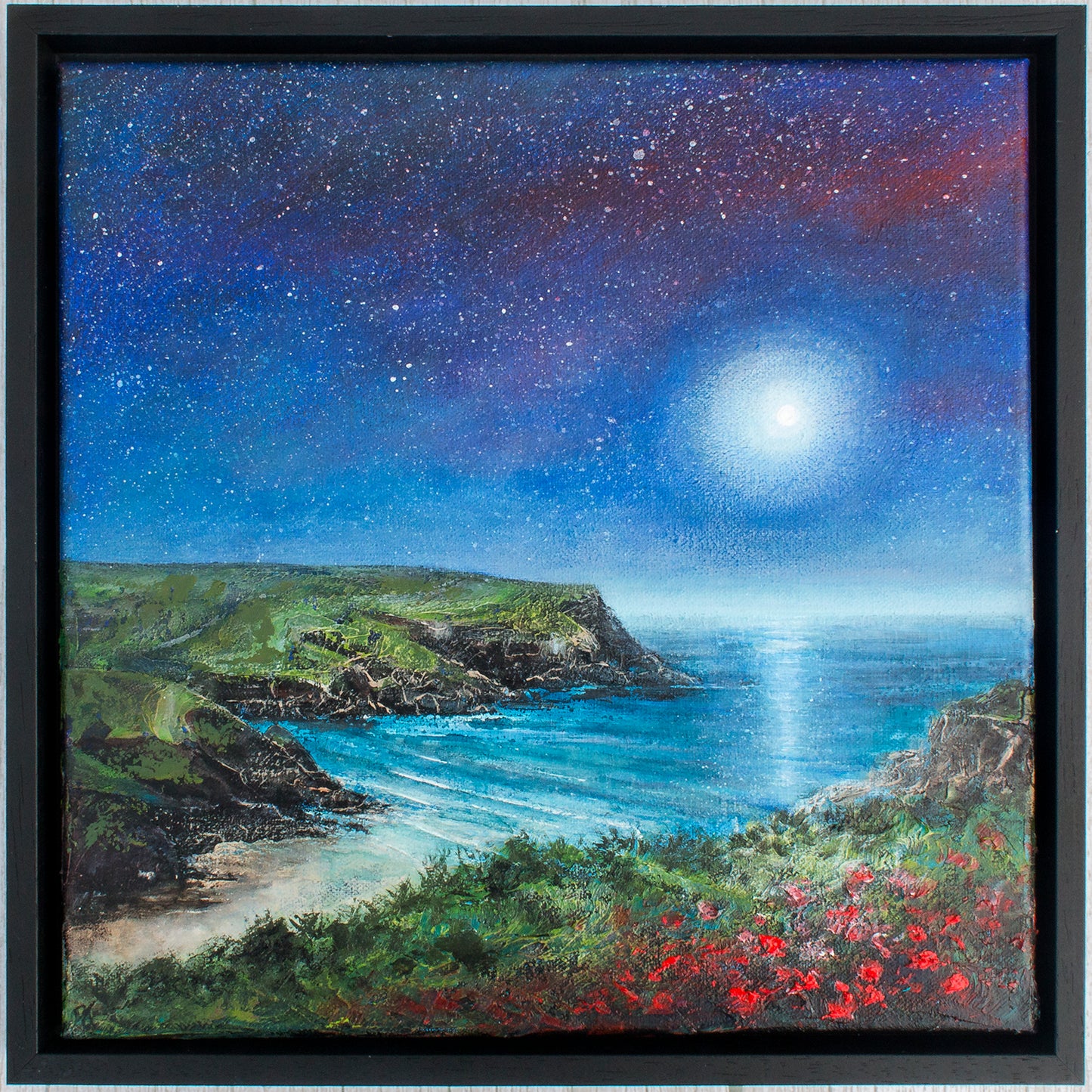 Polly Joke Poppies in Moonlight Original Art