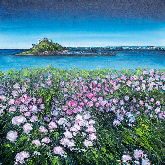 Sea Thrift through to St Michael's Mount Original Art