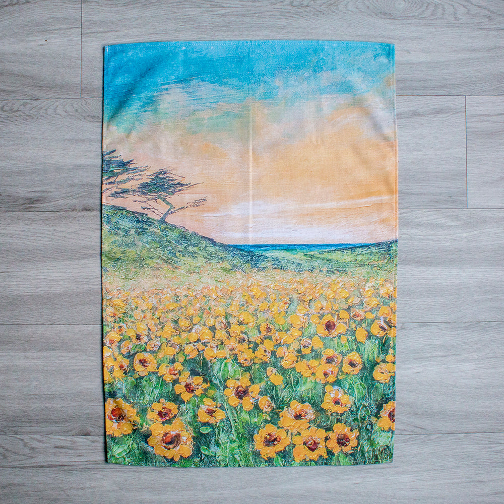 Sunflower Fields Tea Towel