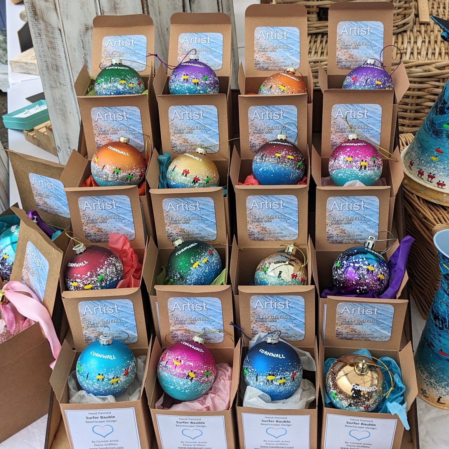 Hand Painted Bauble - Polruan - Choose Colour