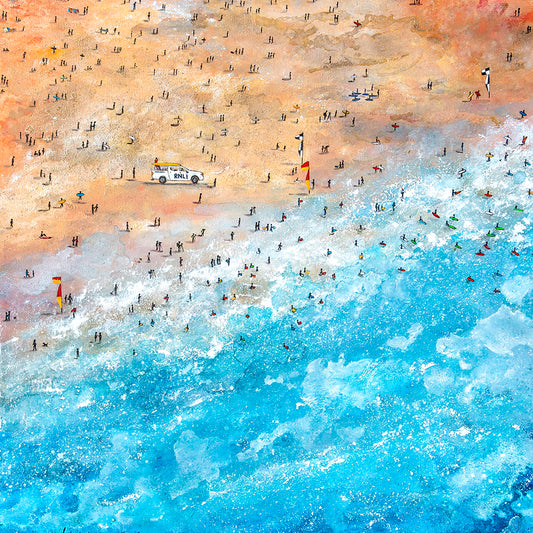 Busy Fistral Beach Art Print