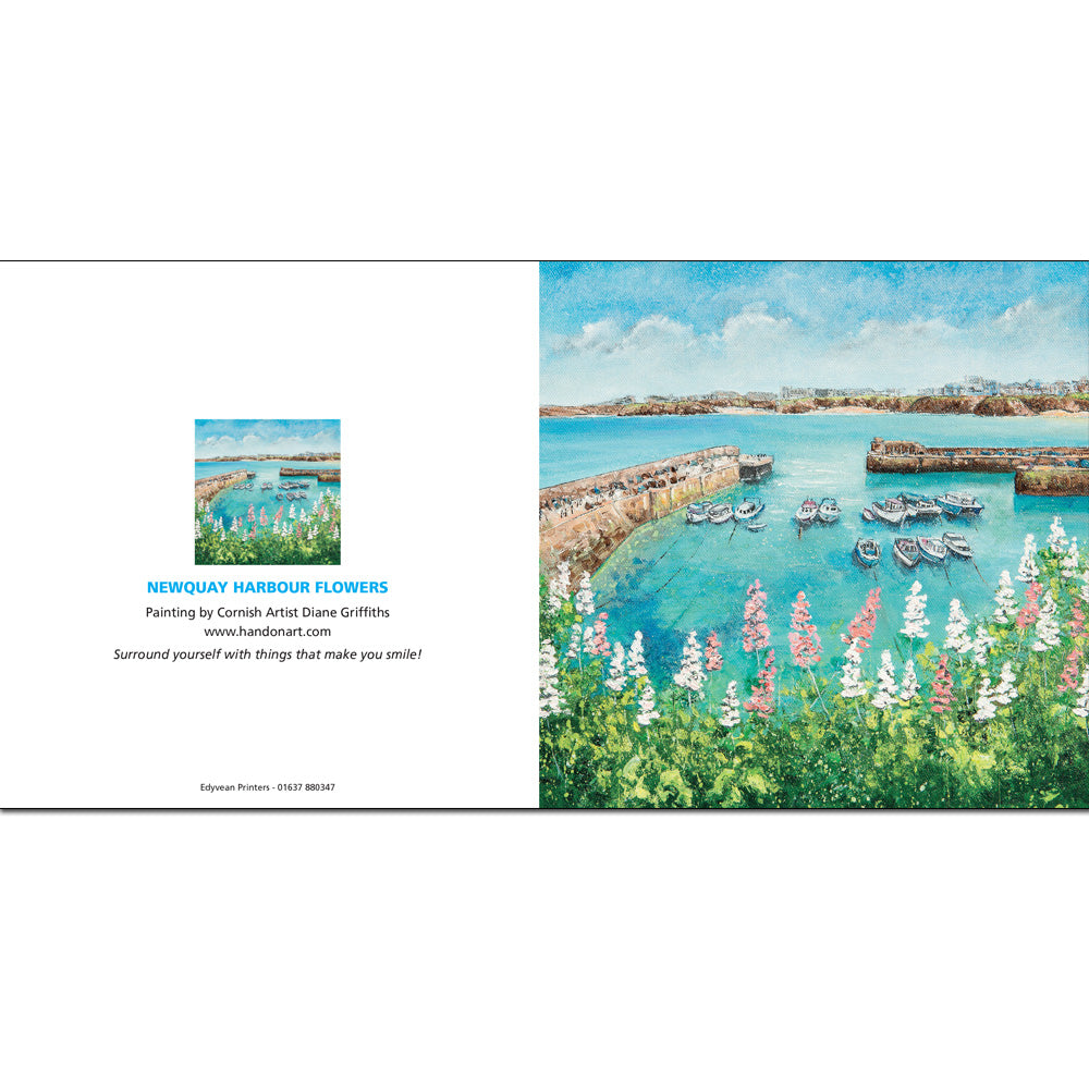 Newquay Harbour Flowers Greeting Card