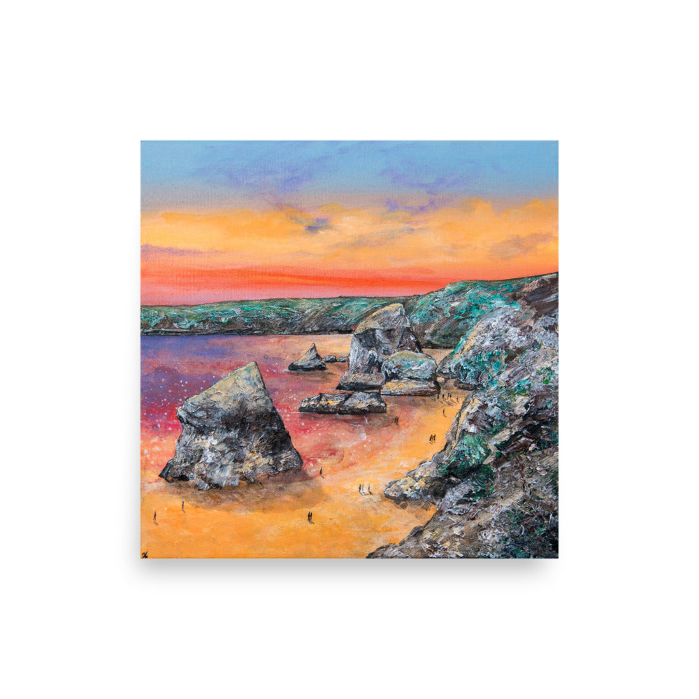 Bedruthan Steps Sunset Art Print